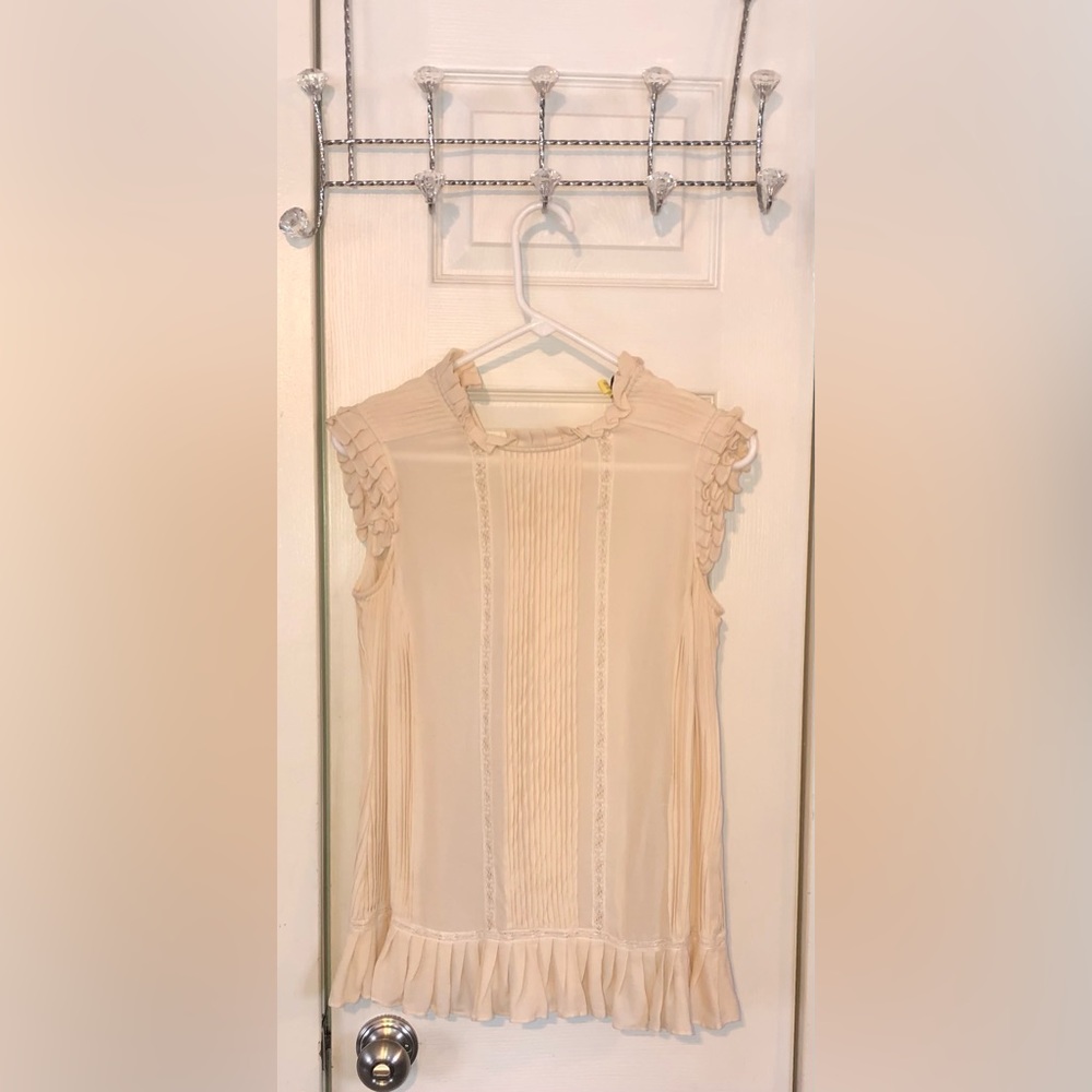 Zara woman cream cut off sleeve shirt